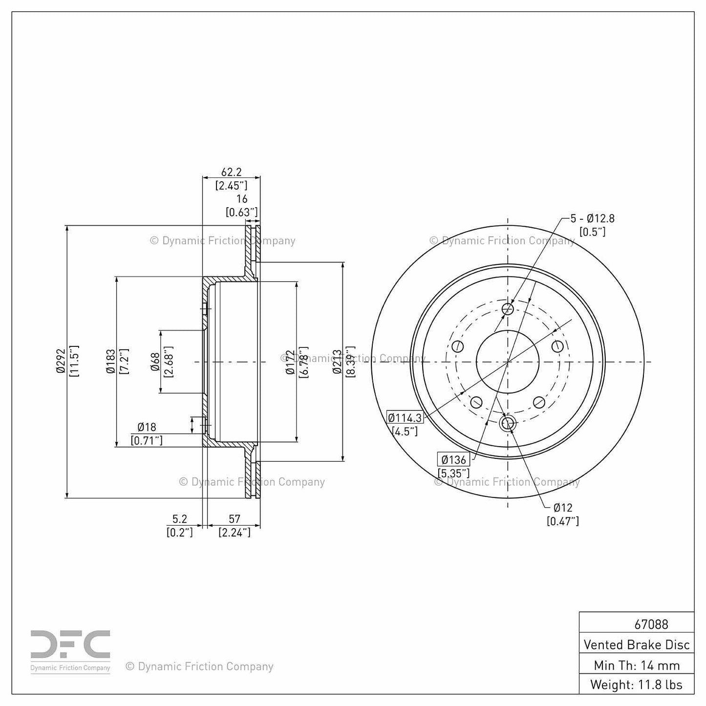 Dynamic Friction Company Disc Brake Rotor 604-67088