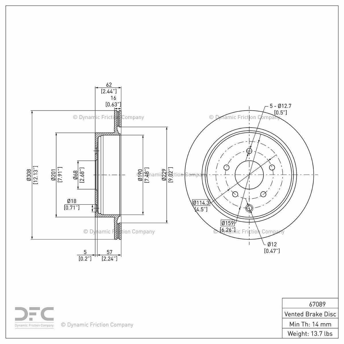 Dynamic Friction Company Disc Brake Rotor 604-67089