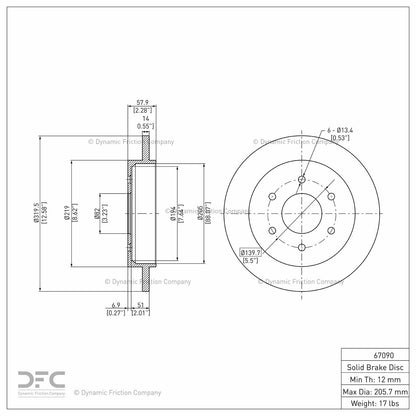 Dynamic Friction Company Disc Brake Rotor 604-67090