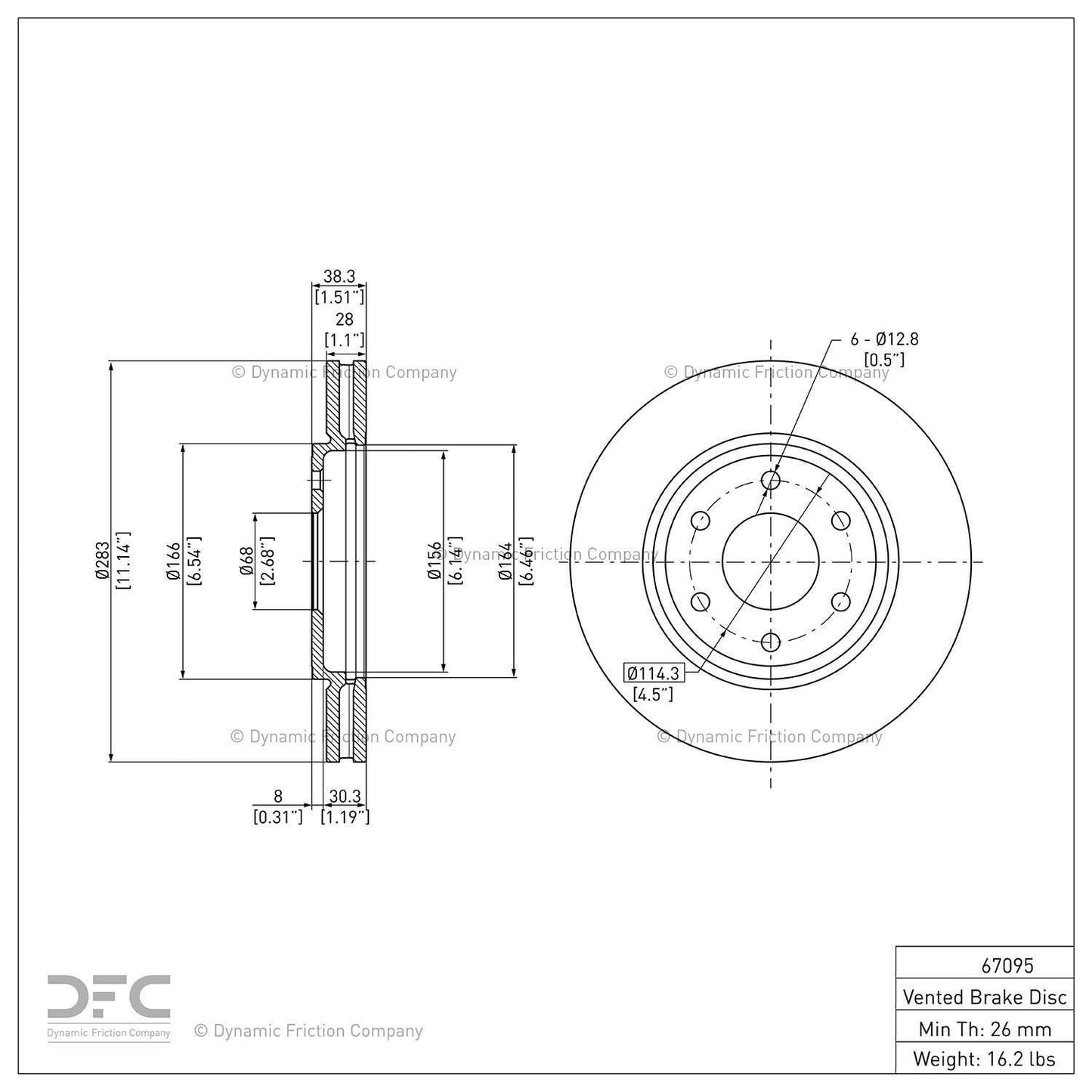 Dynamic Friction Company Disc Brake Rotor 604-67095
