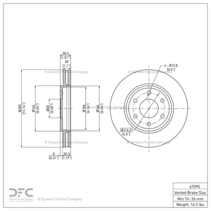 Dynamic Friction Company Disc Brake Rotor 604-67095