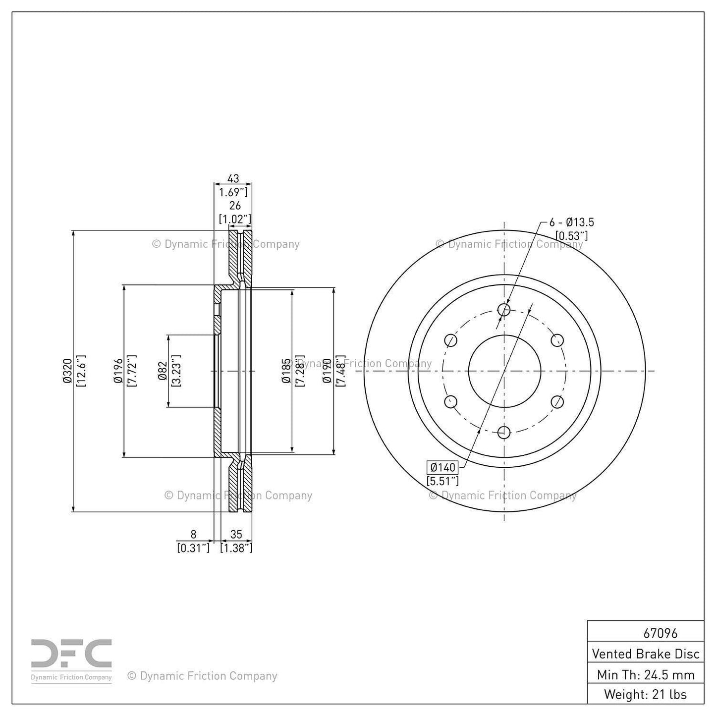 Dynamic Friction Company Disc Brake Rotor 604-67096