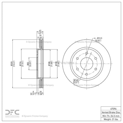 Dynamic Friction Company Disc Brake Rotor 604-67096