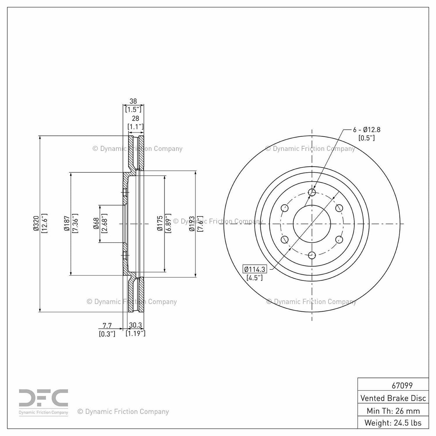 Dynamic Friction Company Disc Brake Rotor 604-67099