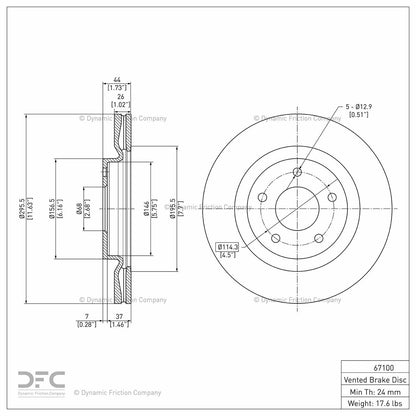 Dynamic Friction Company Disc Brake Rotor 604-67100