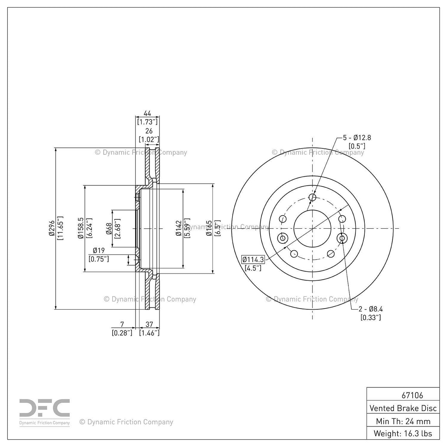 Dynamic Friction Company Disc Brake Rotor 604-67106