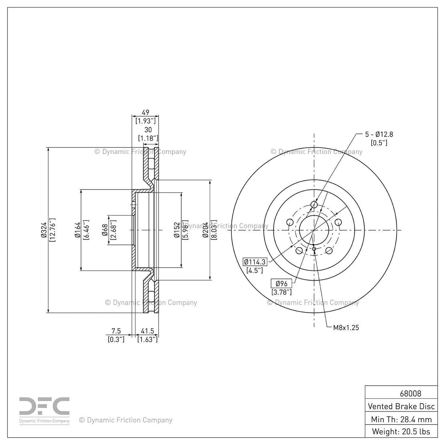 Dynamic Friction Company Disc Brake Rotor 604-68008