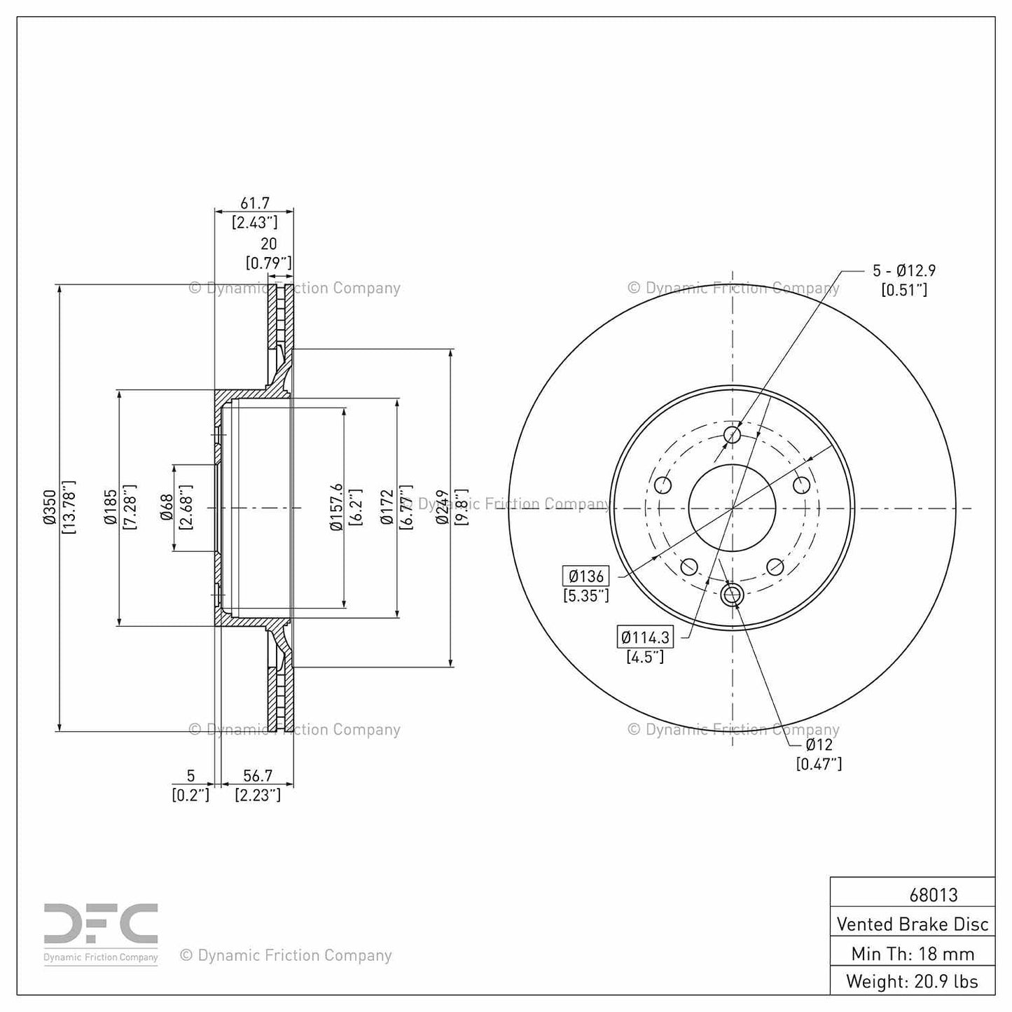Dynamic Friction Company Disc Brake Rotor 604-68013