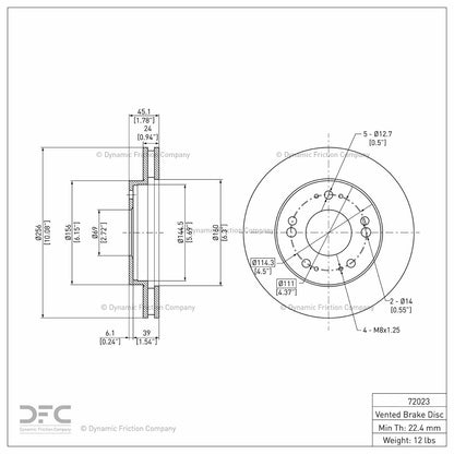 Dynamic Friction Company Disc Brake Rotor 604-72023