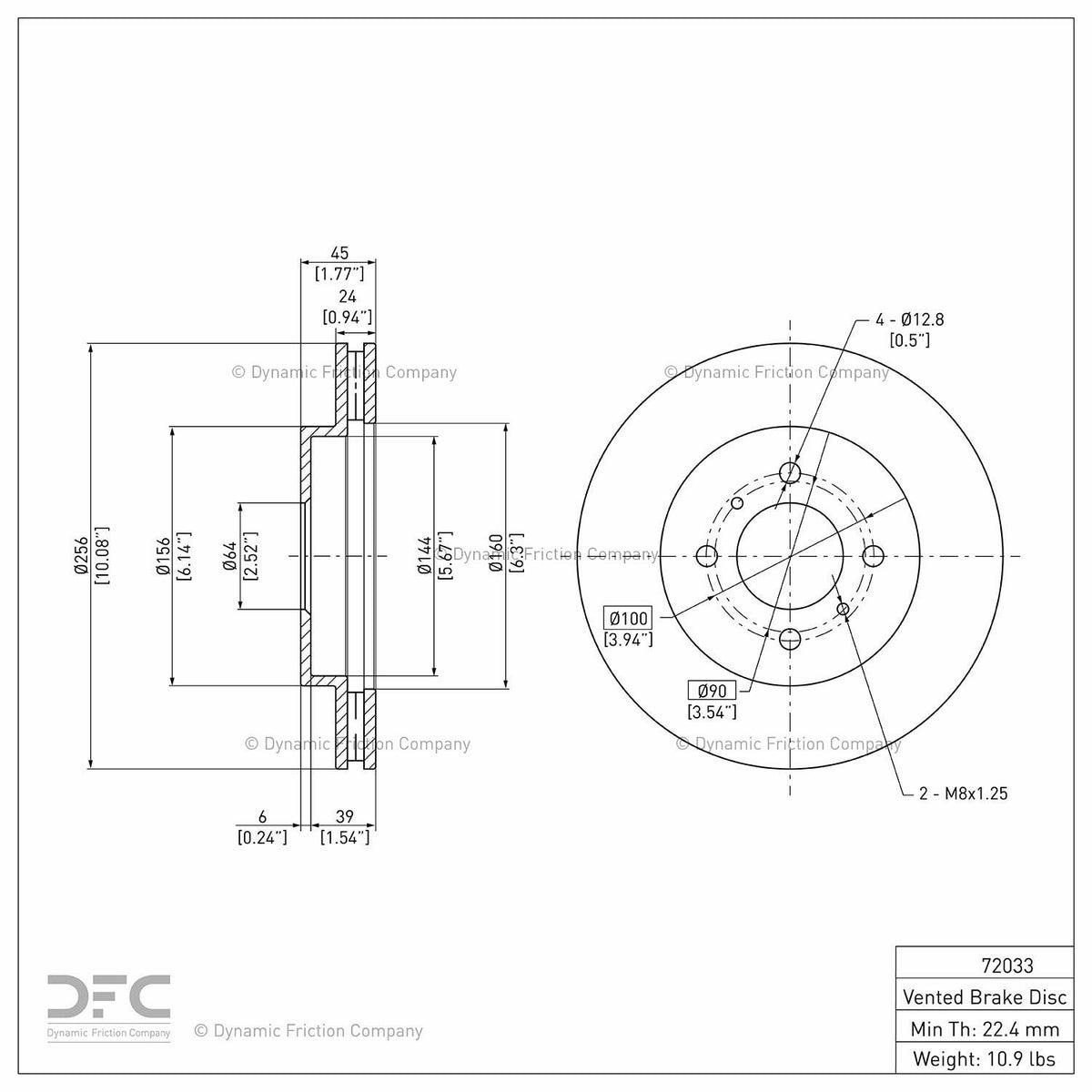 Dynamic Friction Company Disc Brake Rotor 604-72033