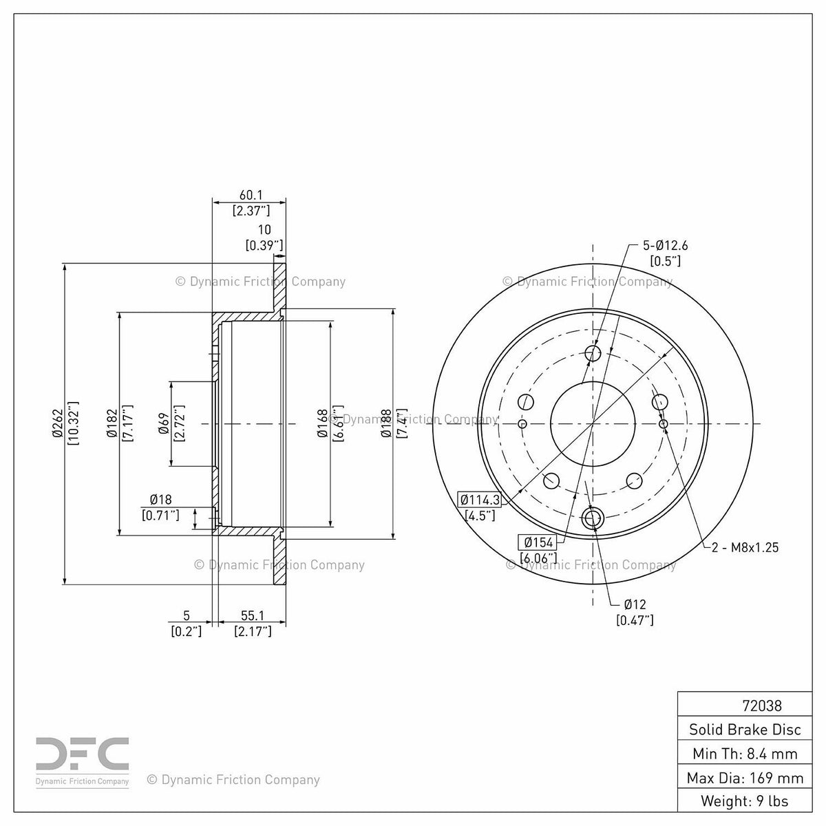 Dynamic Friction Company Disc Brake Rotor 604-72038
