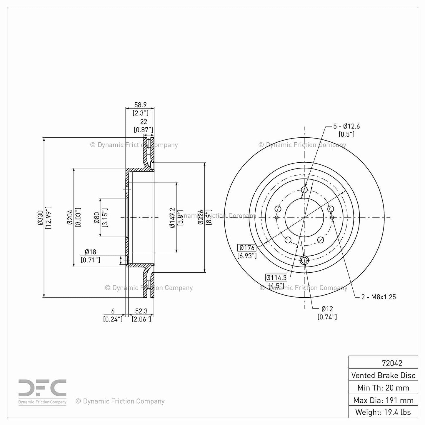 Dynamic Friction Company Disc Brake Rotor 604-72042