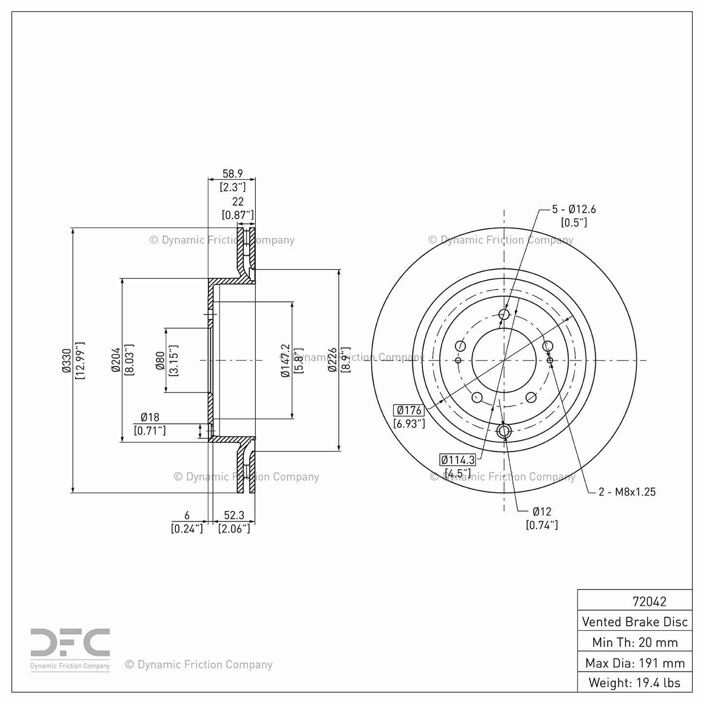 Dynamic Friction Company Disc Brake Rotor 604-72042