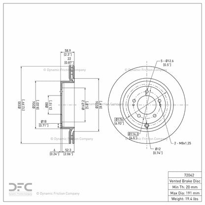 Dynamic Friction Company Disc Brake Rotor 604-72042