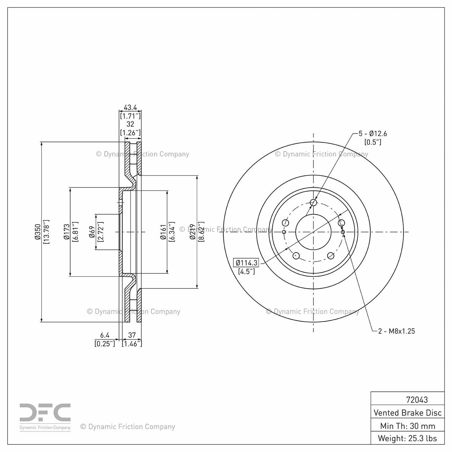 Dynamic Friction Company Disc Brake Rotor 604-72043