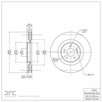 Dynamic Friction Company Disc Brake Rotor 604-72043
