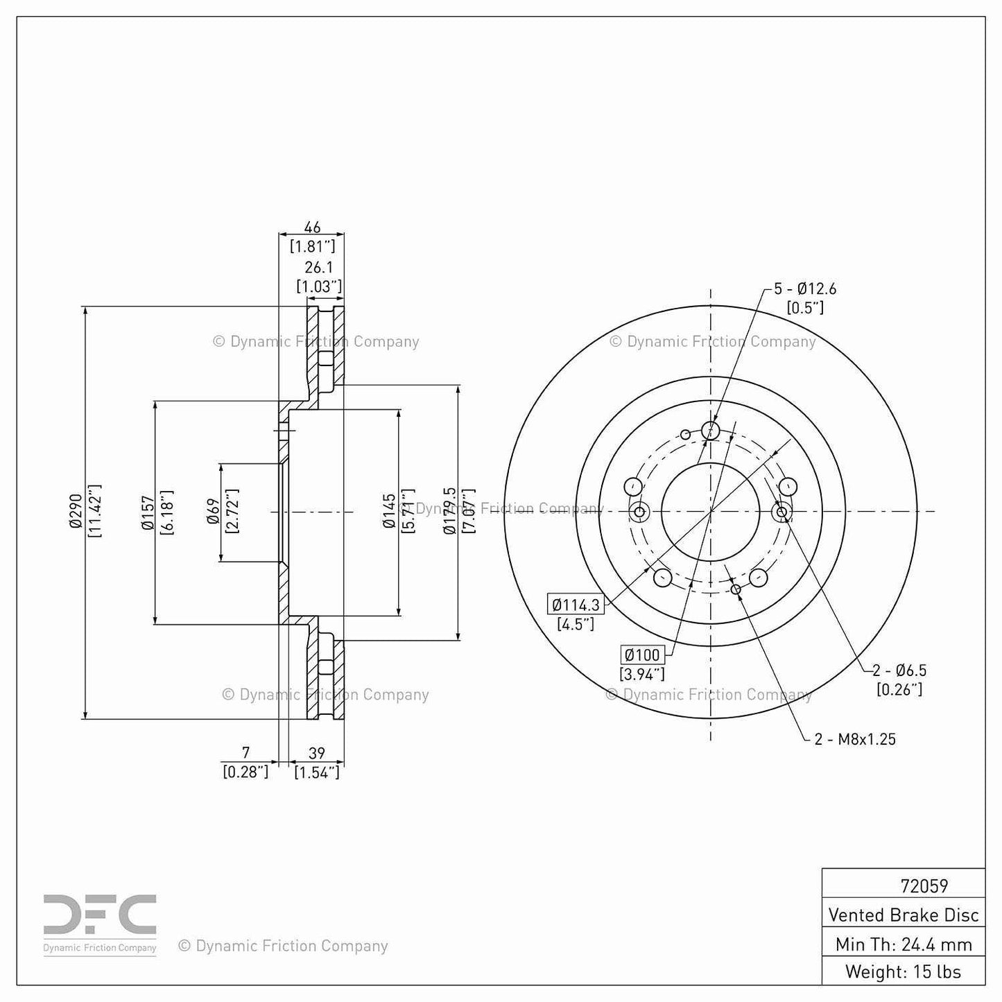 Dynamic Friction Company Disc Brake Rotor 604-72059