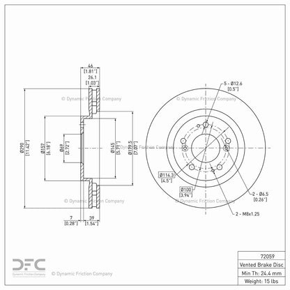 Dynamic Friction Company Disc Brake Rotor 604-72059