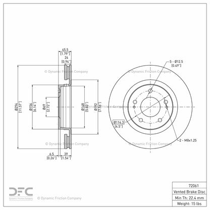 Dynamic Friction Company Disc Brake Rotor 604-72061