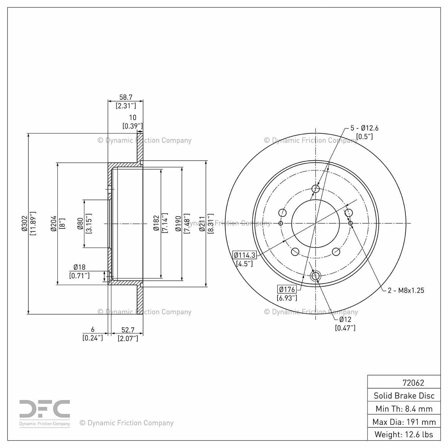 Dynamic Friction Company Disc Brake Rotor 604-72062