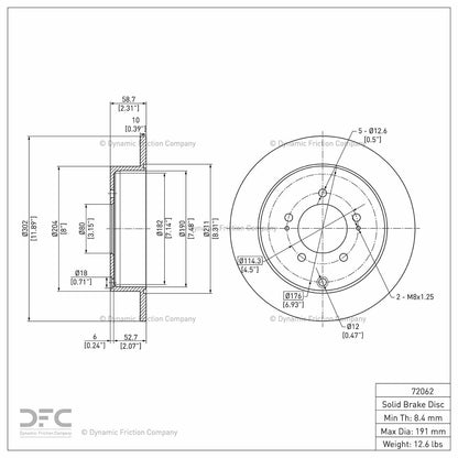 Dynamic Friction Company Disc Brake Rotor 604-72062