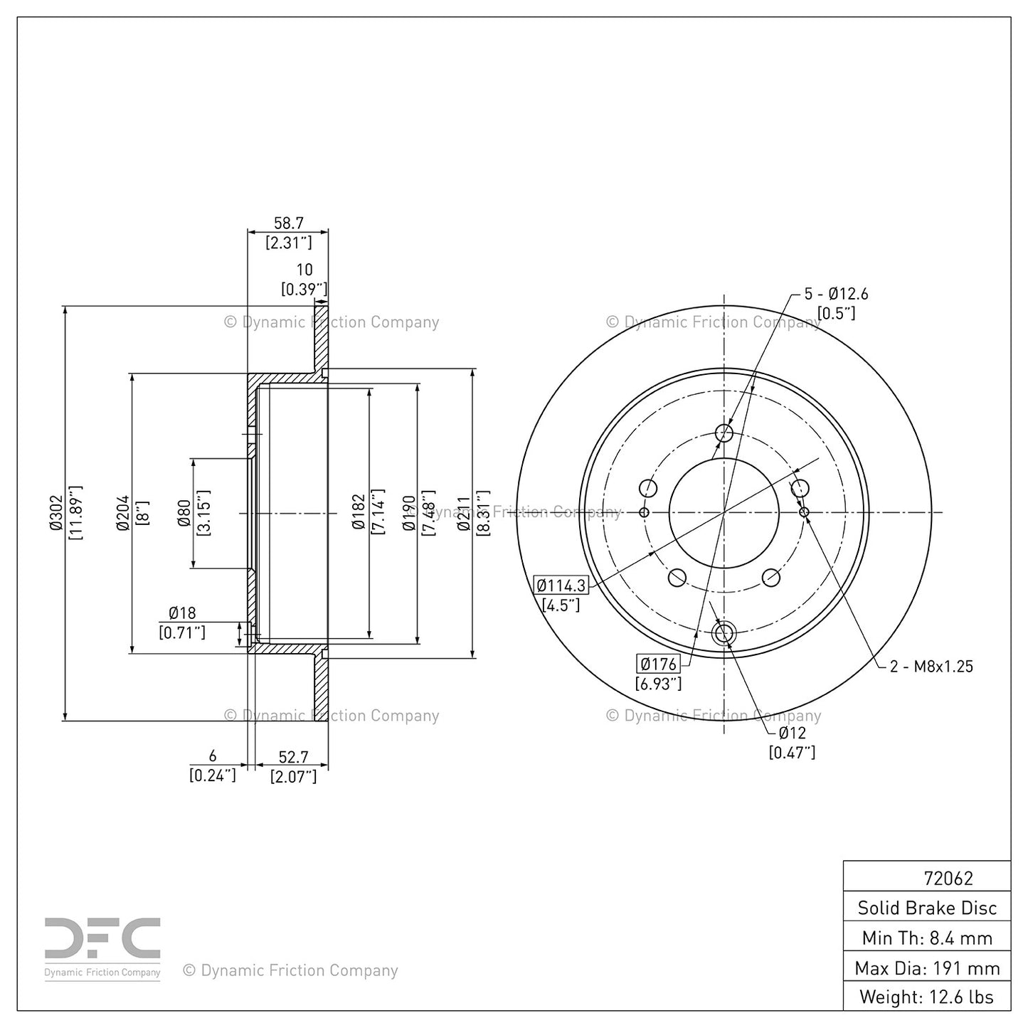 Dynamic Friction Company Disc Brake Rotor 604-72062