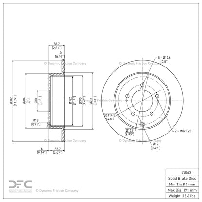 Dynamic Friction Company Disc Brake Rotor 604-72062