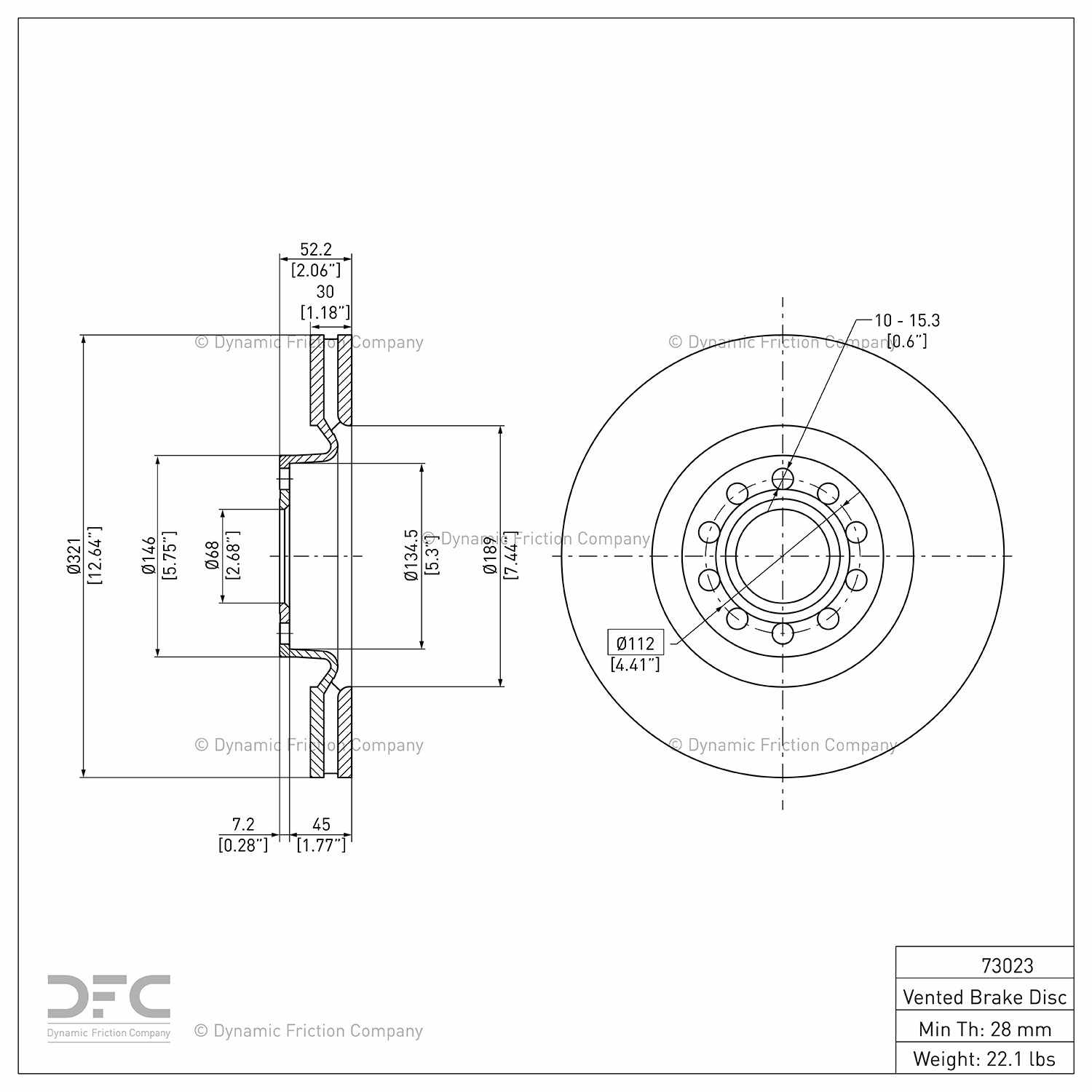 Dynamic Friction Company Disc Brake Rotor 604-73023