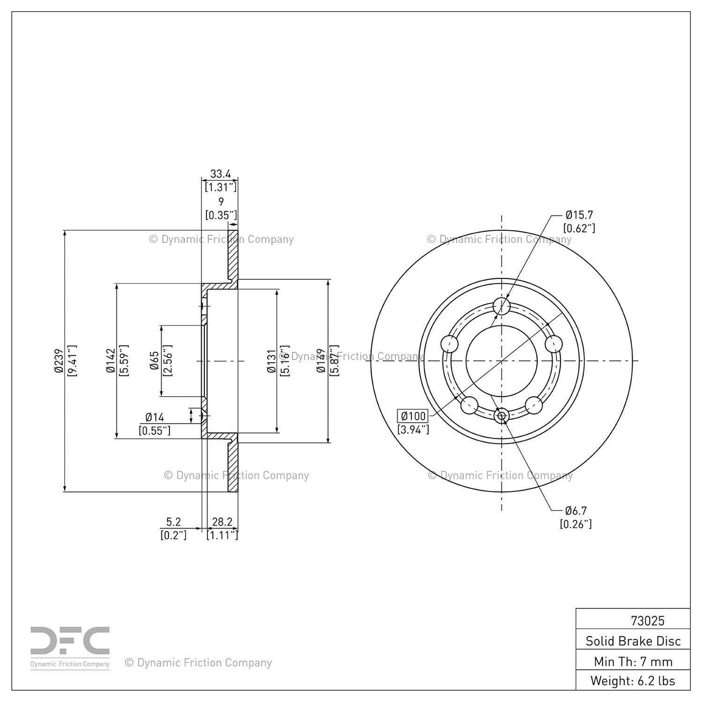 Dynamic Friction Company Disc Brake Rotor 604-73025