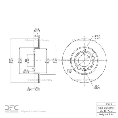 Dynamic Friction Company Disc Brake Rotor 604-73025