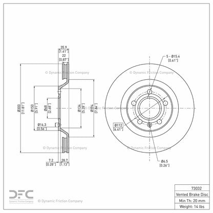 Dynamic Friction Company Disc Brake Rotor 604-73032