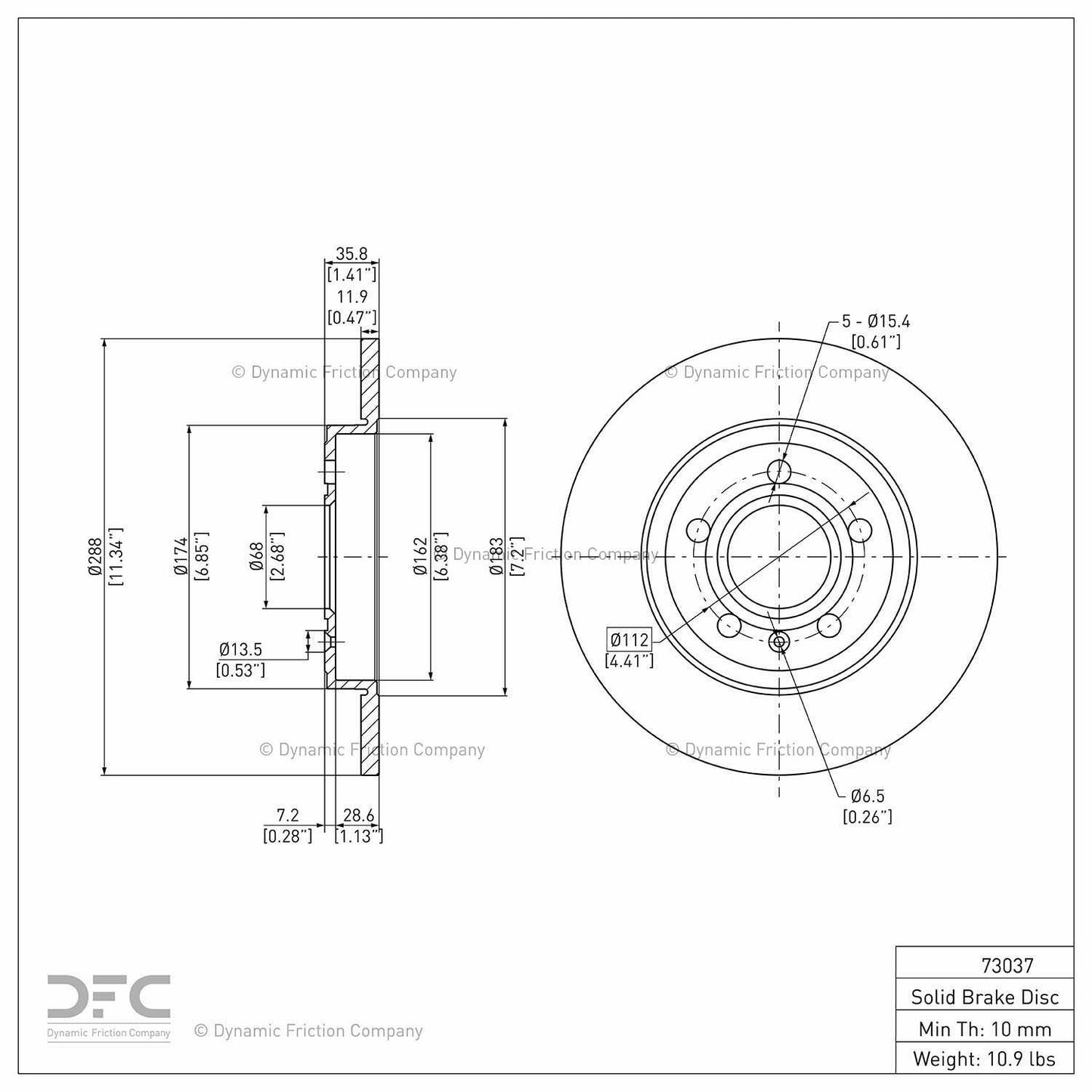 Dynamic Friction Company Disc Brake Rotor 604-73037