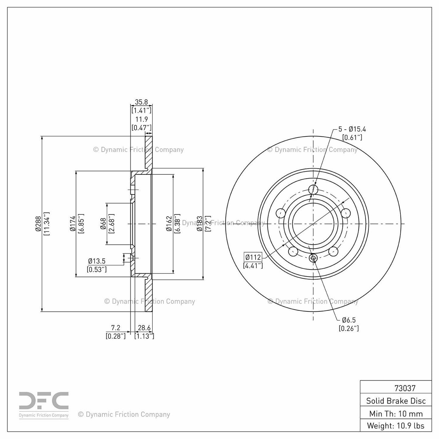 Dynamic Friction Company Disc Brake Rotor 604-73037
