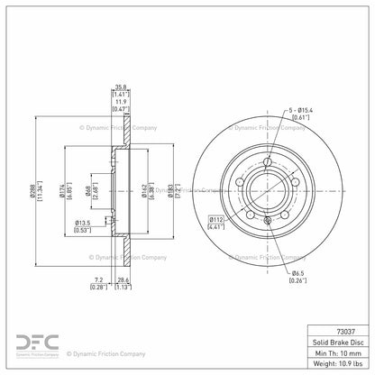 Dynamic Friction Company Disc Brake Rotor 604-73037