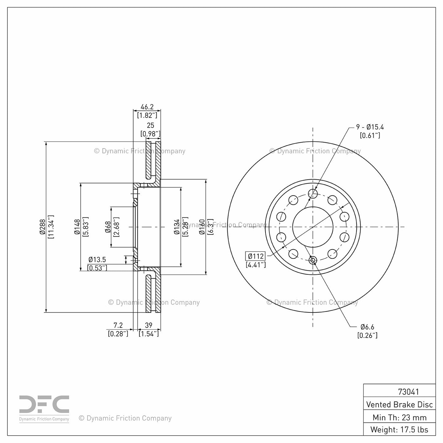 Dynamic Friction Company Disc Brake Rotor 604-73041