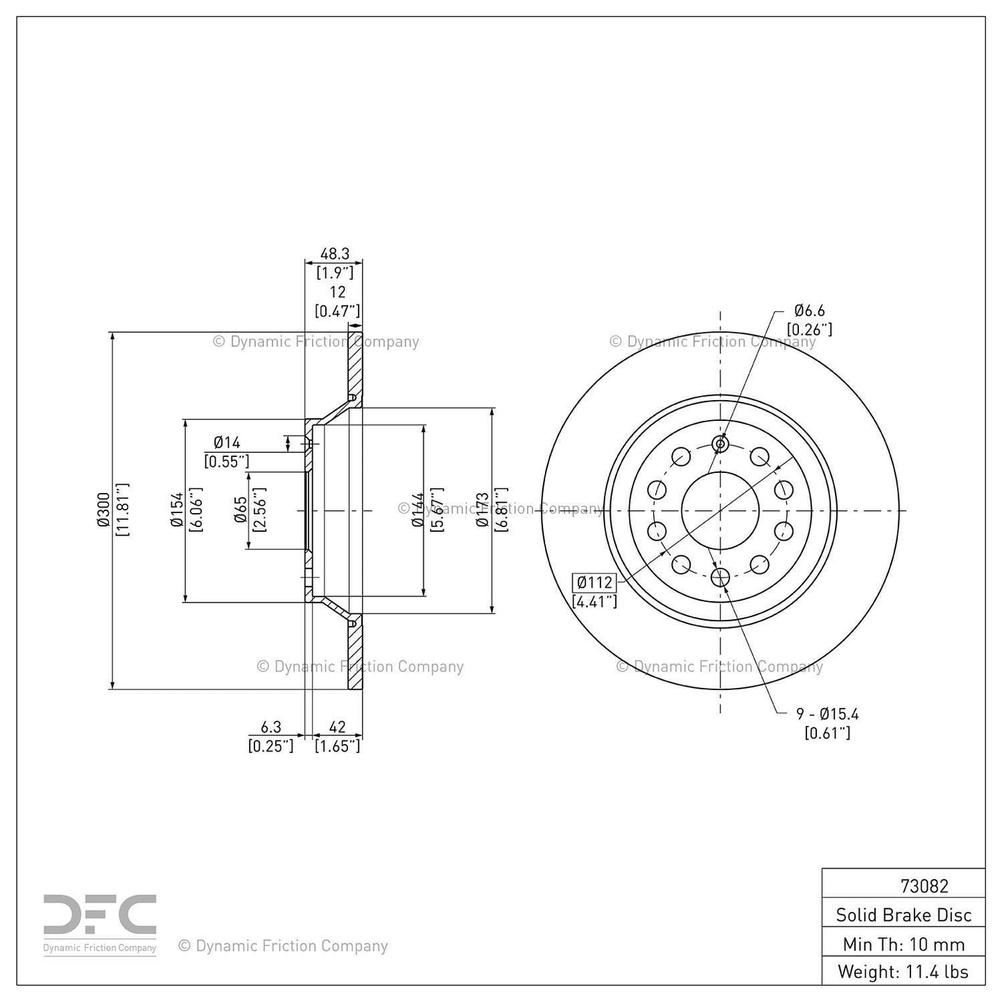 Dynamic Friction Company Disc Brake Rotor 604-73082