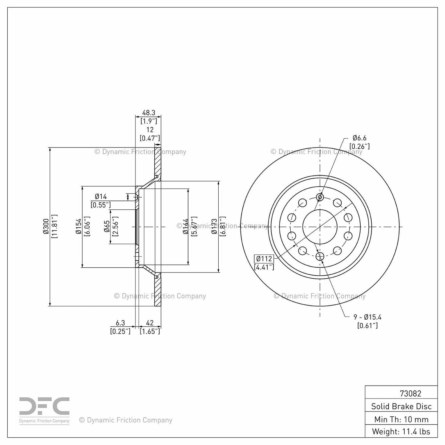 Dynamic Friction Company Disc Brake Rotor 604-73082