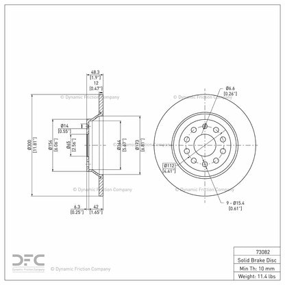 Dynamic Friction Company Disc Brake Rotor 604-73082