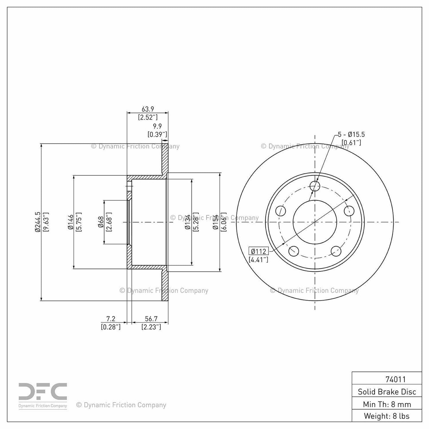 Dynamic Friction Company Disc Brake Rotor 604-74011