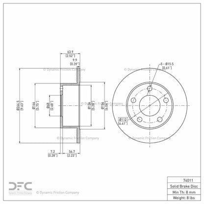 Dynamic Friction Company Disc Brake Rotor 604-74011