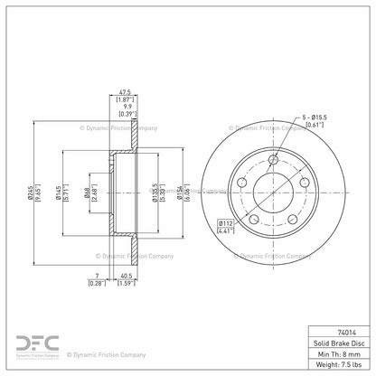 Dynamic Friction Company Disc Brake Rotor 604-74014