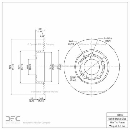 Dynamic Friction Company Disc Brake Rotor 604-74019