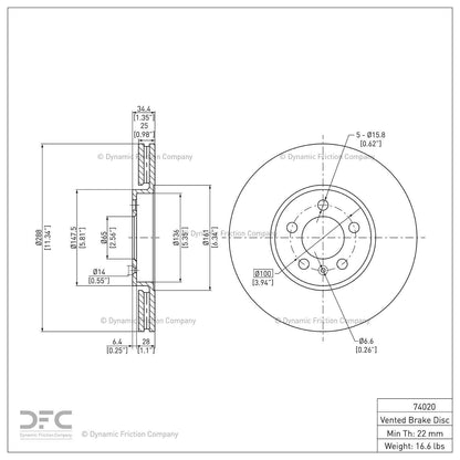 Dynamic Friction Company Disc Brake Rotor 604-74020