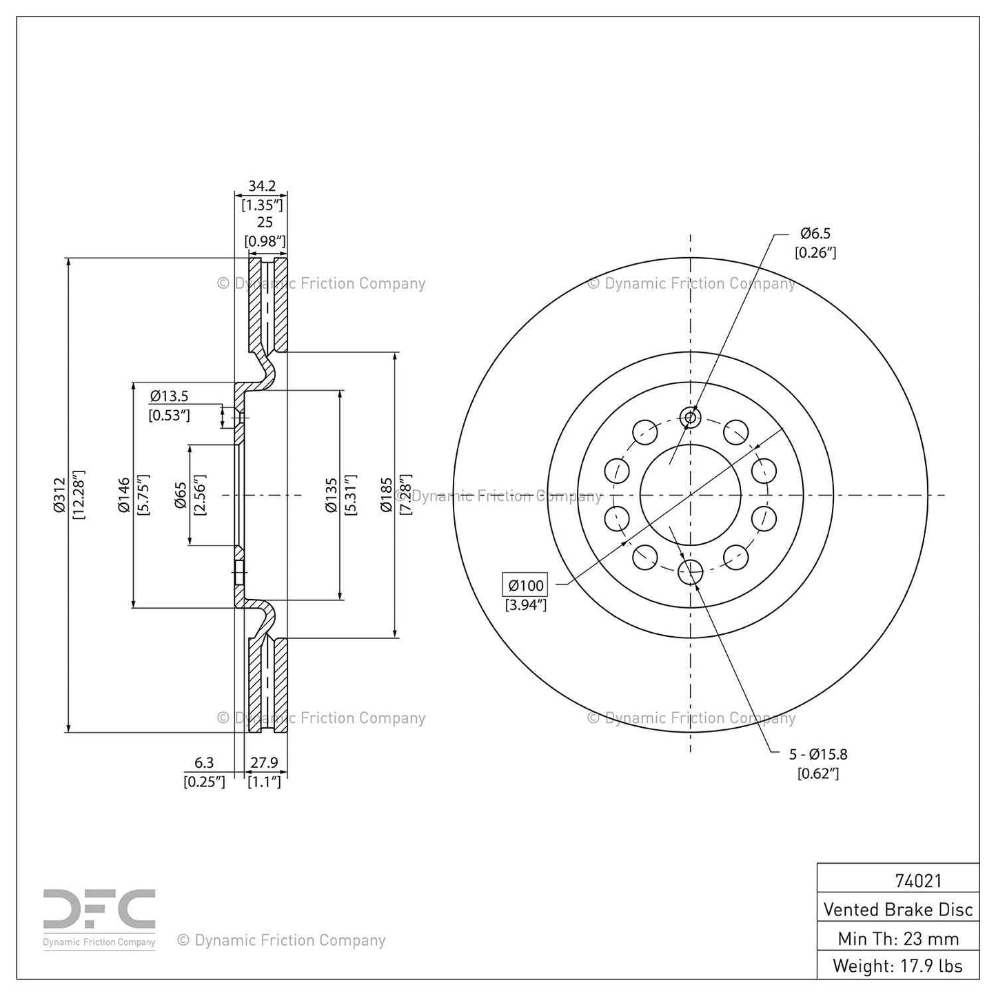 Dynamic Friction Company Disc Brake Rotor 604-74021