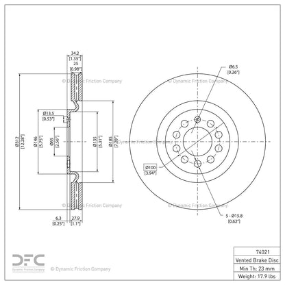 Dynamic Friction Company Disc Brake Rotor 604-74021