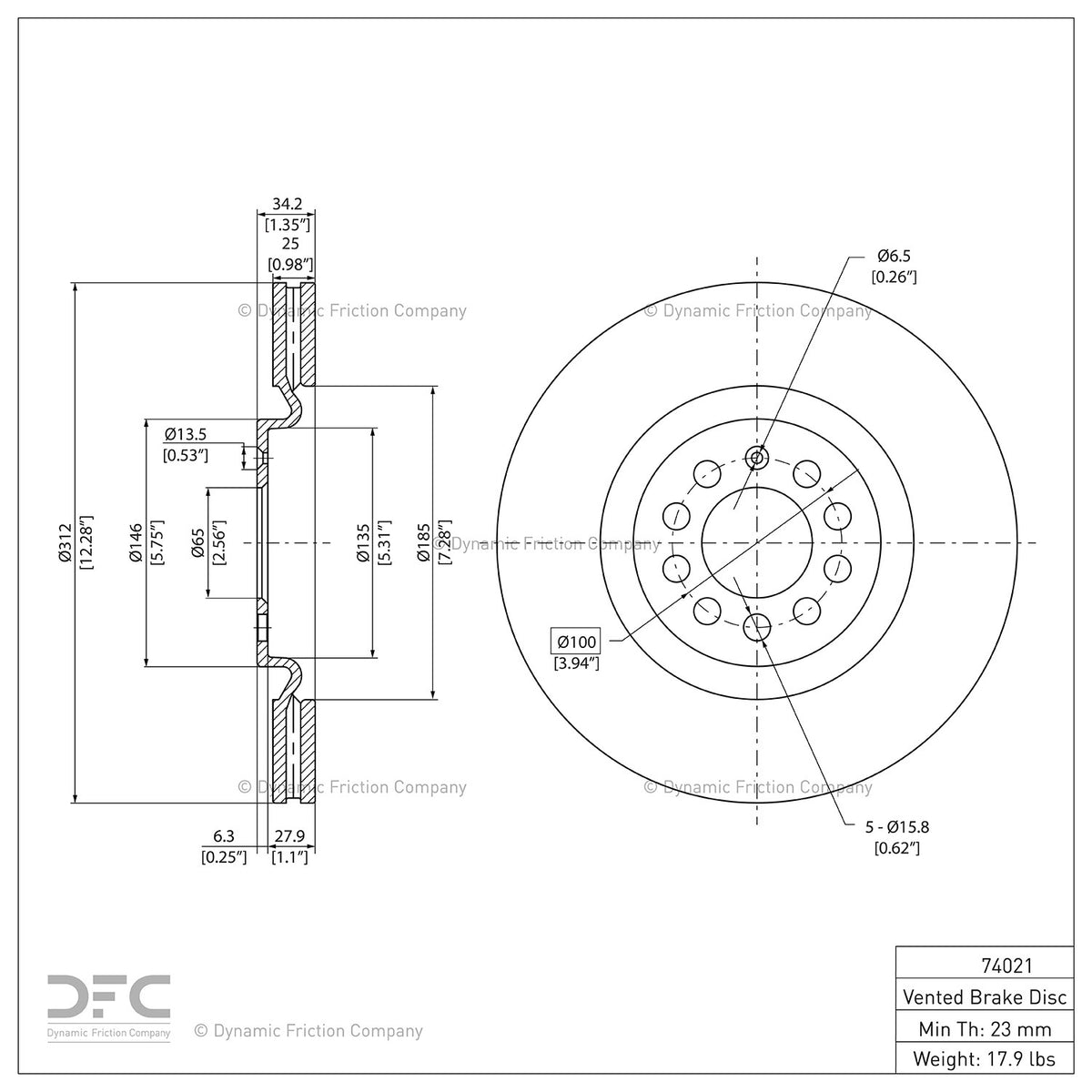 Dynamic Friction Company Disc Brake Rotor 604-74021