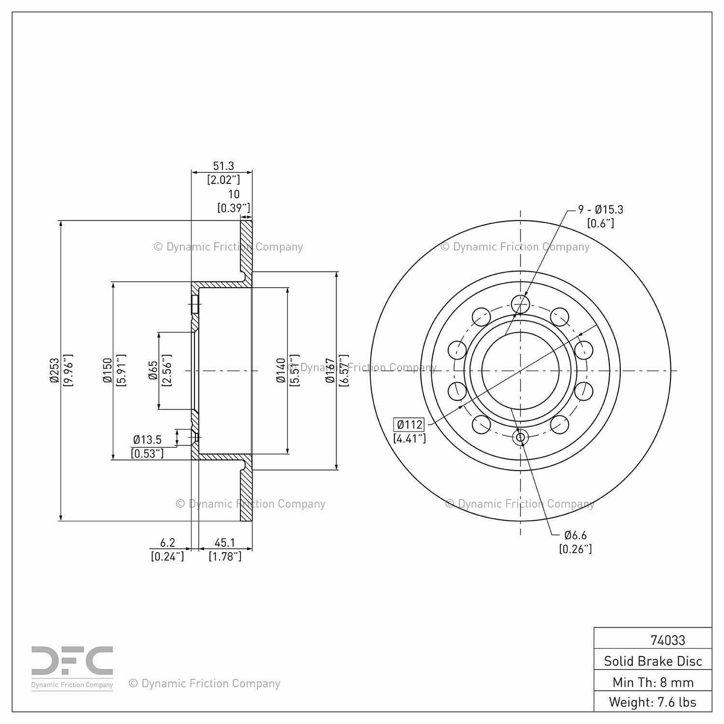 Dynamic Friction Company Disc Brake Rotor 604-74033
