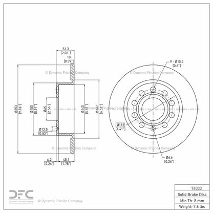 Dynamic Friction Company Disc Brake Rotor 604-74033