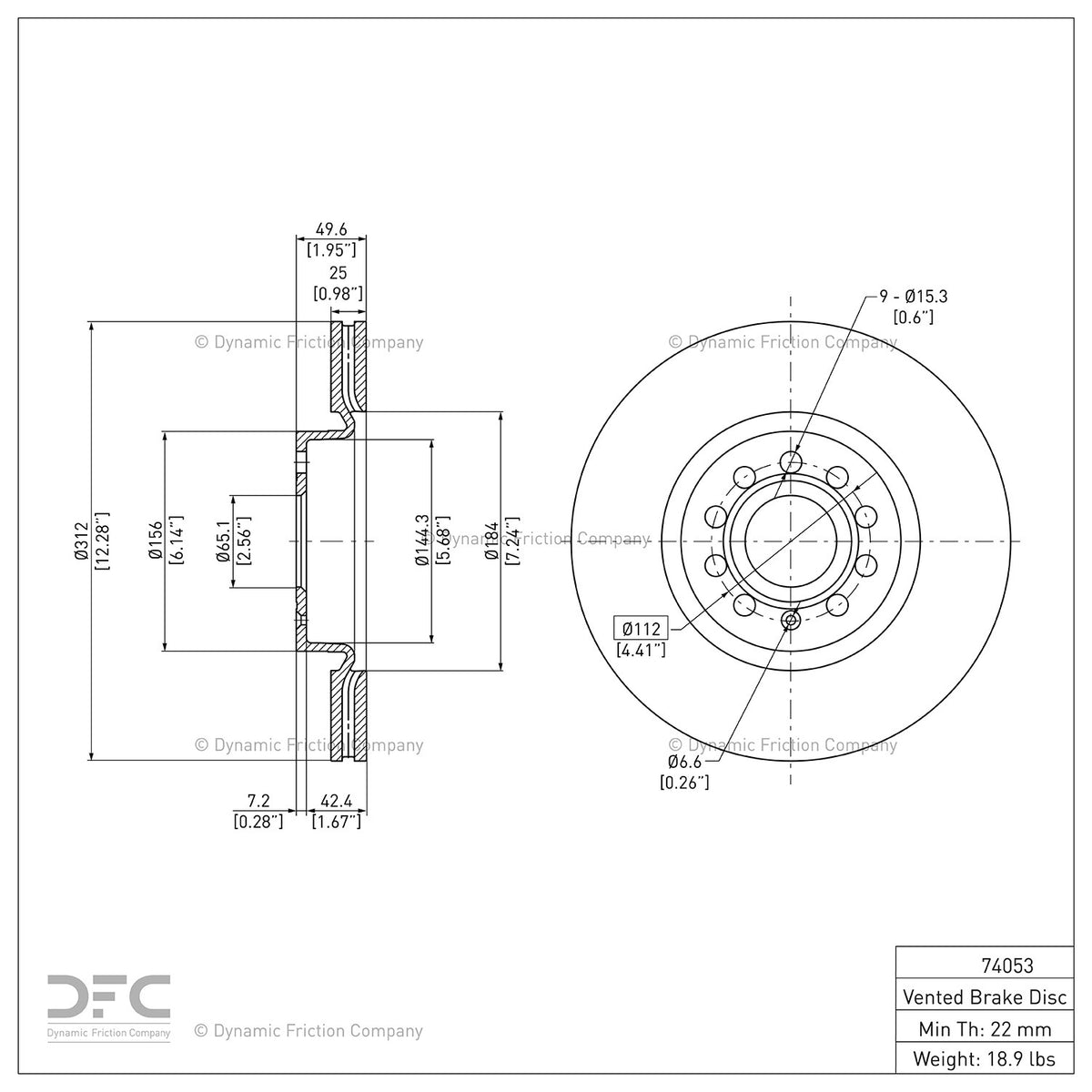 Dynamic Friction Company Disc Brake Rotor 604-74053