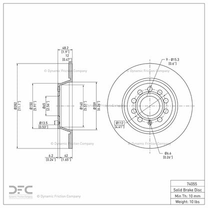 Dynamic Friction Company Disc Brake Rotor 604-74055